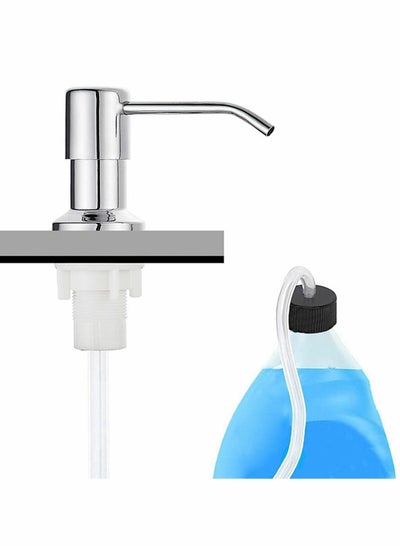 Buy Soap Dispenser for Kitchen Sink, Countertop Built in 304 Stainless Steel Liquid Pump, Manual Press Head, with Extension Tube and Caps (Brushed Nickel) in UAE