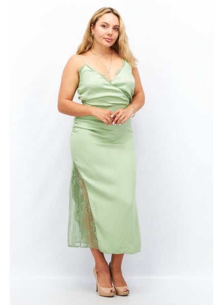 اشتري Women Sleeveless Textured Midi Dress, Sage Green في الامارات