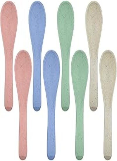 Buy AUEAR, 8Pcs Spoons Wheat Straw Plastic Dinner Meal Chinese WonTon Spoon Eco-Friendly Colourful Portable Cereal Healthy Unbreakable Dishwasher Microwave Safe Soup Spoon Boreal Europe Style Kitchen in Egypt