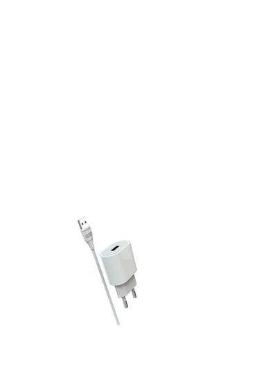 Buy A818 2.4 A IQ Home charger Plus Type-C cable- 1USB - EU PIN - White in Egypt