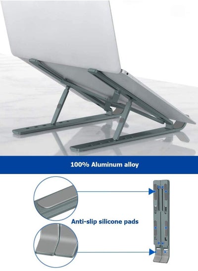 Buy Aluminum Alloy Adjustable Eye-Level Ergonomic Height Laptop Riser Holder For MacBook Pro Air, Chromebook Silver in UAE