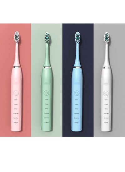 Buy Sonic Electric Toothbrush for Adults Timer Teeth Ultrasonic Automatic Vibrator Whitening Ipx7 Waterproof 4 Brush Head Usb Type in Saudi Arabia