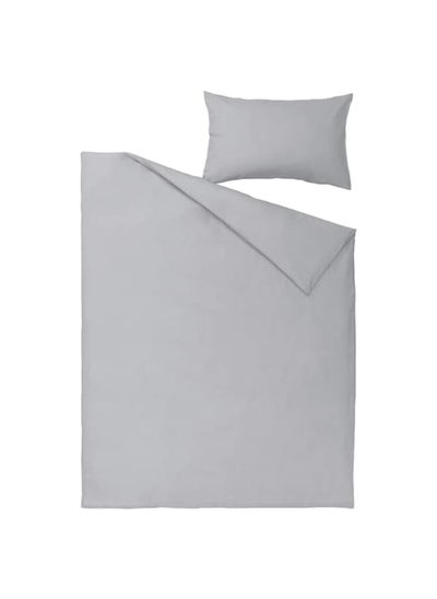 اشتري Duvet cover and pillowcase, light grey, 150x200/50x80 cm في السعودية