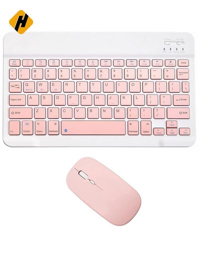 Buy Rechargeable Bluetooth Keyboard and Mouse Combo Ultra-Slim Portable Compact Wireless Mouse Keyboard Set for Android Windows Tablet Cell Phone iPhone iPad Pro Air Mini, iPad OS/iOS 13 and Above (Pink) in Saudi Arabia