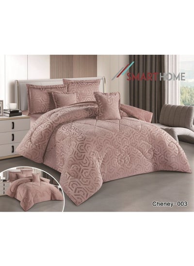 Buy Winter double bedspread 4 pieces, two-sided velvet side and fur side, queen size 240x180 cm, the bedspread fits a bed size 200X120 cm in Saudi Arabia