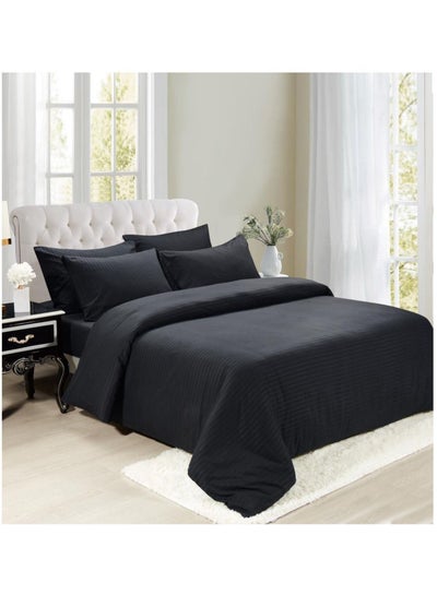 Buy Single Size 4 Piece Duvet Cover Set 1pcs Duvet Bedsheet Cover :160x210cm, 1pcs Fitted Sheet 120x200+20cm, 2pcs Pillowcase :50x75cm Plain Black in UAE