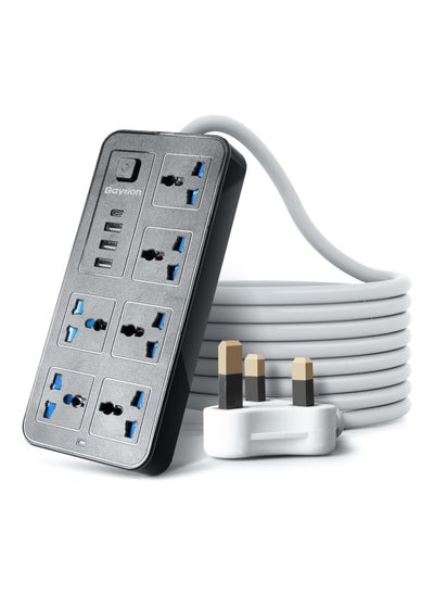 Buy 3 Pin Socket Outlet with 6 Gang | 3 USB Port | 1 Type-C Port,1.8M Electric Socket Mains Strip for Home in UAE