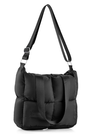Buy Large capacity waterproof soft quilted shoulder bag and crossbag for women - Black in Egypt