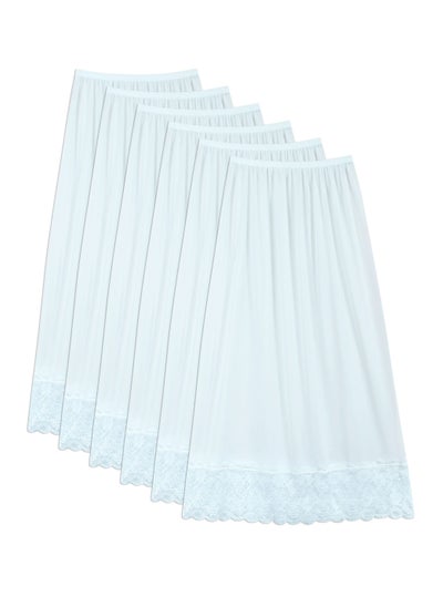 Buy 6 - Pieces Full Length Soft inner Skirt with Elasticised Waistband and Big Dantel Women White in UAE