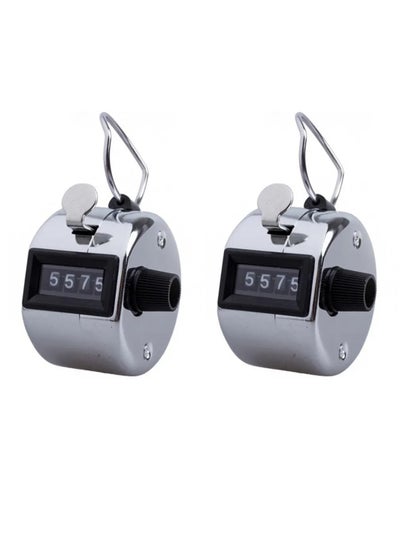 اشتري 2 Pcs Tally Counter Professional Grade Stainless Steel Clicker Counter 4-Digit Handheld Counter Clicker, Lap Counter, Pitch Counter Clicker في الامارات