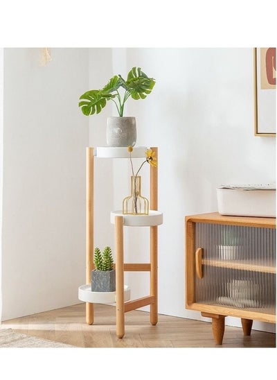 Buy 3-Tier Wooden Plant Flower Stand Holder in UAE