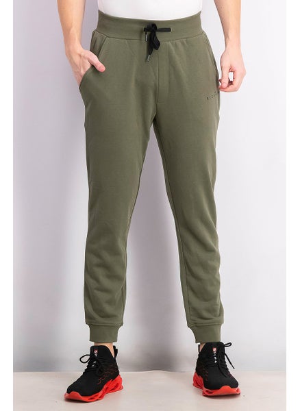 اشتري Men Regular Fit Solid Jogger Pants, Olive في الامارات