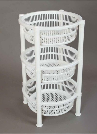 Buy 3 layers plastic vegetable storage   White circular basket rack  39 * 60 cm in Saudi Arabia