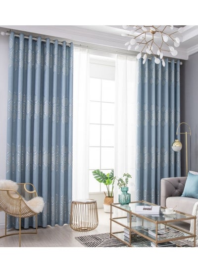 Buy Fabric Nation Curtains Blackout Insulation Noise Reduction Block-sun Window Drapes for Livingroom Bedroom 100*250cm Baby Blue in Saudi Arabia