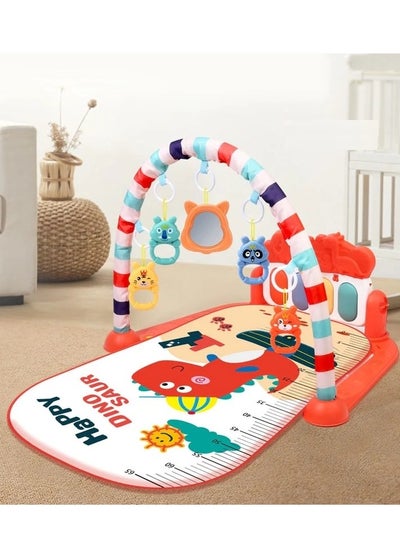 اشتري 2-in-1 Baby Kick and Play Piano Gymnastics Mat Rack Fitness Rack with Hanging Rattles, Lights and Musical Keyboard Mat في السعودية