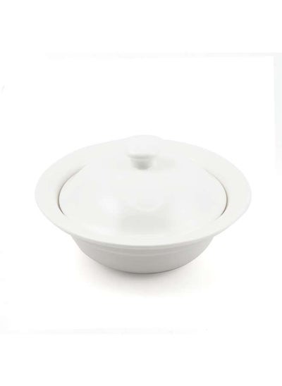 Buy Ivory Porcelain Soup Plate with Lid 6 Inch in UAE