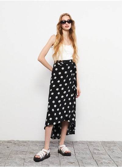 Buy Elastic Waist Floral A-Line Poplin Women's Skirt in Saudi Arabia