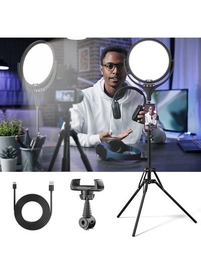 Buy Full Screen Key Light for Streaming, Led Video Recording Lighting with Stand and Phone Holder, Professional Ring Light Kit with Stepless Dimming for Photography/Game Streaming/Makeup/TikTok/YouTube in UAE