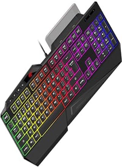 Buy HAVIT KB488L Computer Keyboard 104 Keys with Rainbow Backlit & Wrist Rest (Arabic+English) in Egypt