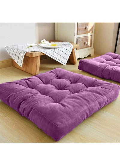 اشتري Square Tufted Velvet Cushion For Floor 55X55X10Cm في السعودية