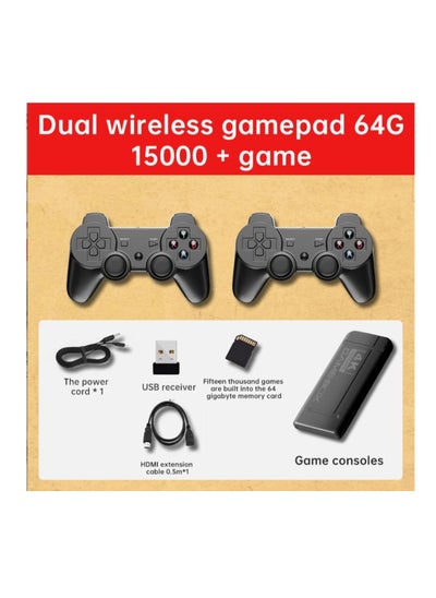 Buy 4K HD video game console, dual 2.4G wireless controllers, plug-and-play video game stick, built-in 15,000 games, retro handheld game console in Saudi Arabia