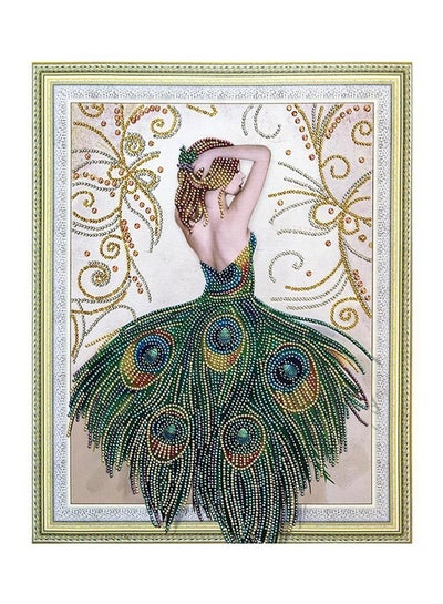 اشتري DIY 5D Diamond Embroidery Cross Stitch Peacock Feather Painting Kit Multicolour 50x40centimeter في الامارات