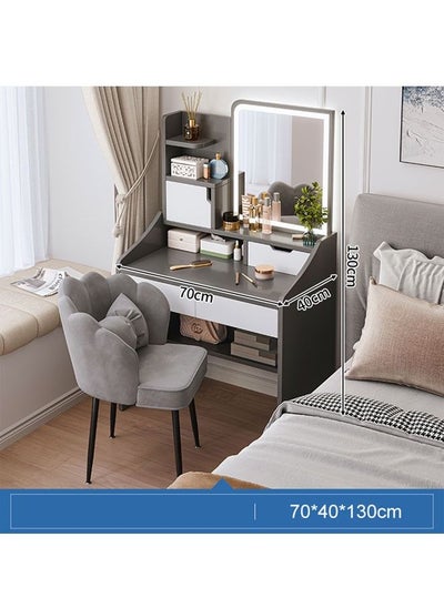 Buy Makeup Vanity Table Dressing Table Flip Mirror With Drawers (Without Chair) in UAE