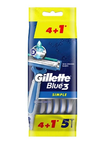 Buy Gillette Blue 3 Simple Disposable 4+1 Razors in UAE