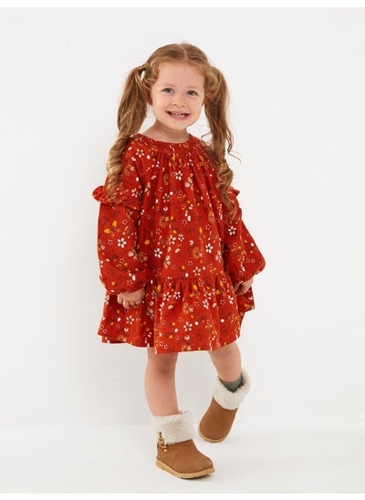 Buy Crew Neck Long Sleeve Printed Baby Girl Dress in Egypt