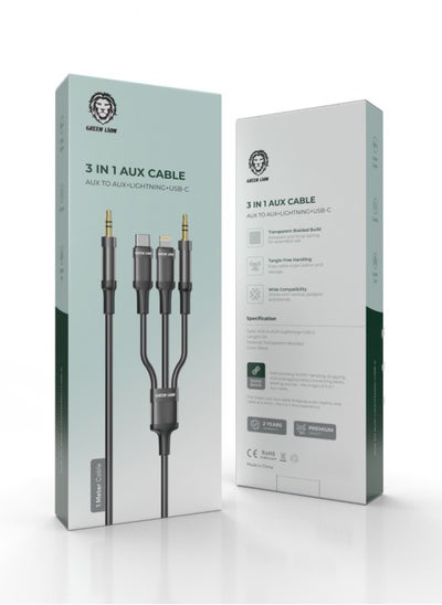 اشتري 3 in 1 AUX Cable ( AUX / Lightning / USB-C ) 1M - Black في الامارات