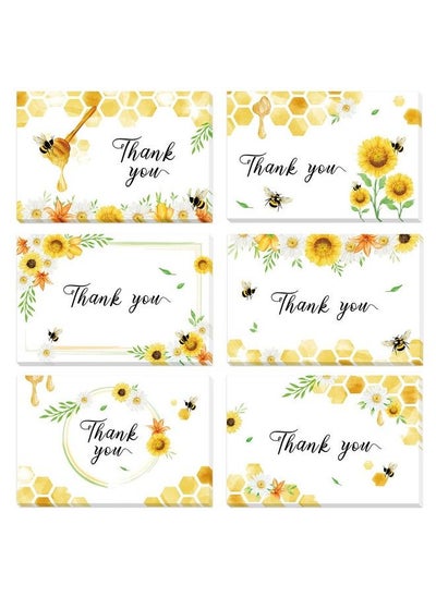 اشتري Bee Thank You Card 24 Sets Sunflower Thank You Cards With Envelopes For Kids Bumble Bee Blank Note Greeting Cards For Birthday Party 4" X 6" في الامارات