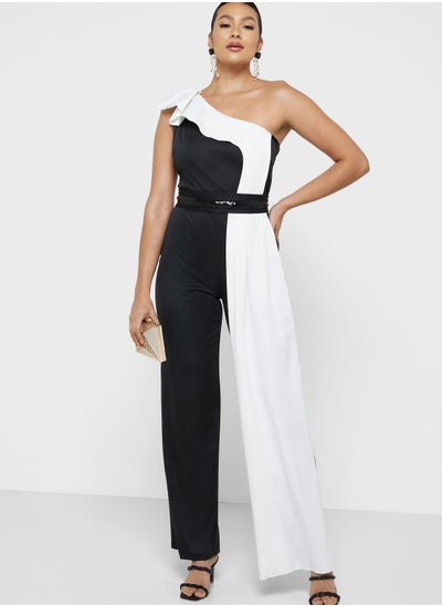 Buy One Shoulder Colorblock Jumpsuit in Saudi Arabia