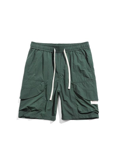 اشتري Mens Summer Lightweight Cargo Shorts Casual Elastic Waist DK94 Green [Fan Zuo Flagship Quality]] في الامارات