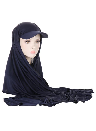 Buy Solid Color Womens Muslim Headscarf Hat With Brim in UAE