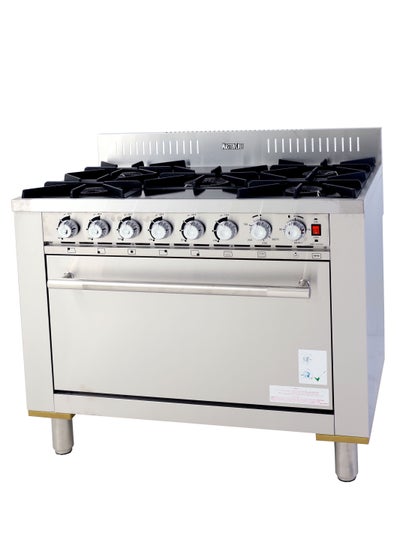 Buy Pro Series 5-Burner Commercial Heavy Duty Gas Cooker with Oven - Stainless Steel – Made in Korea – 100W X 60D X 96.5H cm in UAE