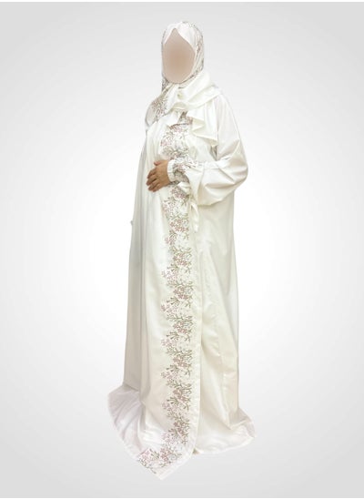 Buy A Very Soft And Comfortable Prayer Dress Embroidered With Striped Floral Designs Consisting Of One Piece Includes a Veil And It Covers The Whole Body With A Uniform And Wide Size Suitable For All Bodies in Saudi Arabia