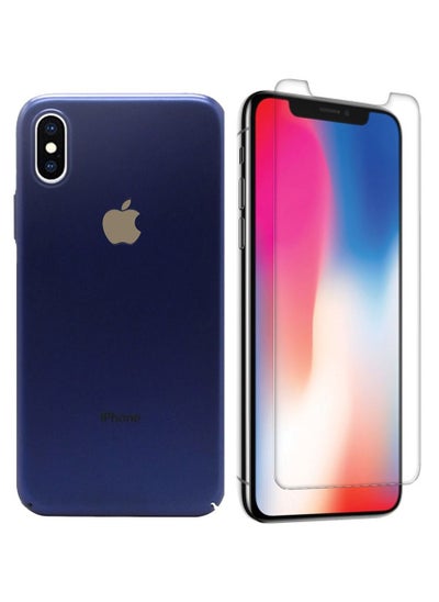 اشتري iPhone X Case/ iPhone XS Case 2Pack Shockproof Hard PC Electroplated Ultra Thin Back Cover with Screen Protector Tempered Glass 5.8 inch في الامارات