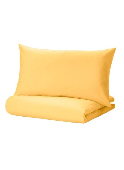 Buy Duvet Cover and Pillowcase Yellow 150x200 and 50x80 cm in Saudi Arabia