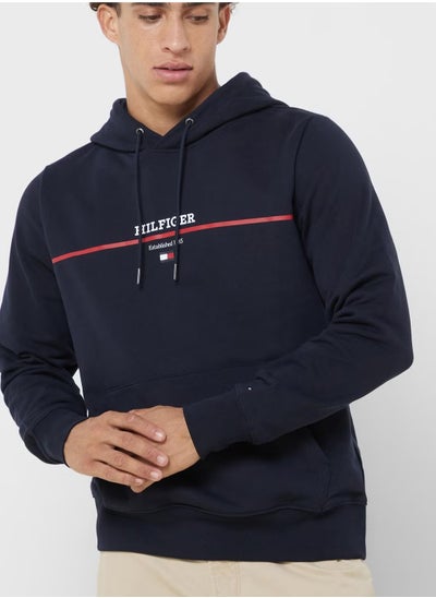 Buy Logo Striped Terry Drawstring Hoodie in Saudi Arabia