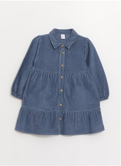 Buy Shirt Collar Long Sleeve Velvet Baby Girl Dress in Egypt