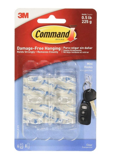 Buy 3M Clear Mini Hooks with Clear Strips in UAE