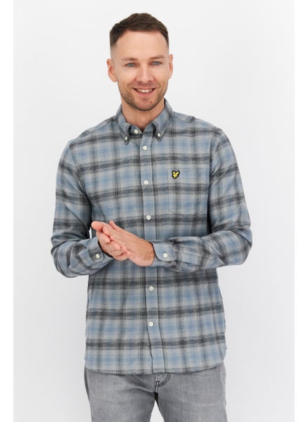 Buy Men Regular Fit Long Sleeve Plaid Casual Shirt, Grey Combo in Saudi Arabia