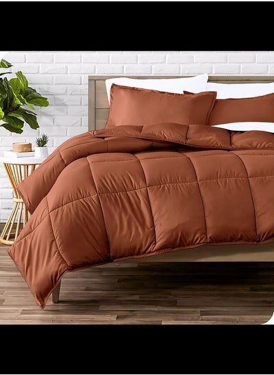 Buy Cotton - Plain - Heavy Comforter - 2.8Kgs - Down Alternative Filling - (For Matress 100cm/120cm) - Size (180cm x 240cm) - Brown in Egypt