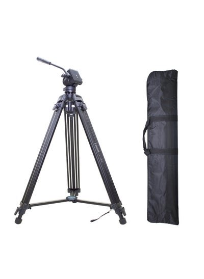 اشتري CP-VT10 Professional Heavy Duty Aluminum Alloy Video Tripod 360° Degree Fluid Drag Head Max Height 170cm Compatible with Sony Canon Nikon DSLR Shooting Load up to 10KG في الامارات