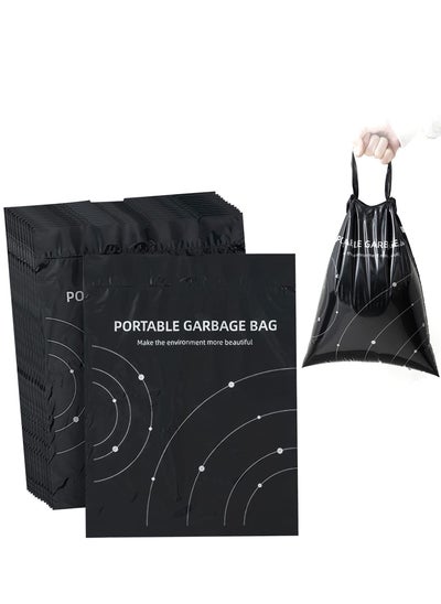 اشتري Disposable Trash Bags for Cars, 40 Pack Vomit Bags, Portable Drawstring, Paste Dual-Use Self Adhesive Cleaning Bags, Easy Stick on and Hanging, for Cars Kitchens Bedrooms Travel Office (Black) في الامارات