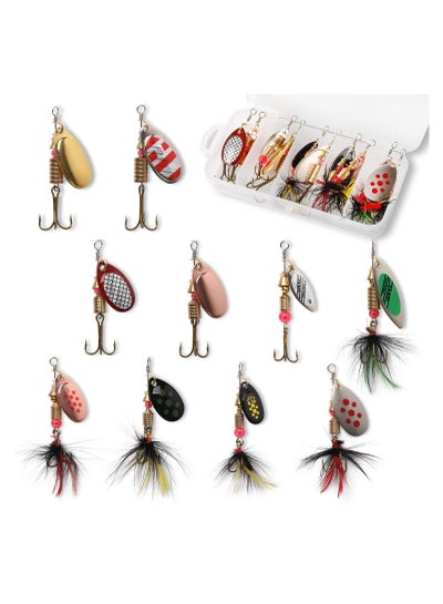 Fishing Lure Spinnerbait, 10 Pcs Bass Trout Salmon Hard Metal Spinner Baits  Kit with Tackle Boxes, Portable Spinner Baits for Saltwater Freshwater Bass  Trout Salmon Crappies Perch Fishing price in Saudi Arabia