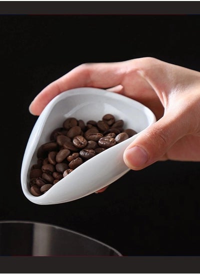 Buy HOOPZOZA Ceramic Coffee Bean Weighing Tray Holding Tea Bath Salts Coffee Flour Raisins Nuts Tray Storage Container White in UAE