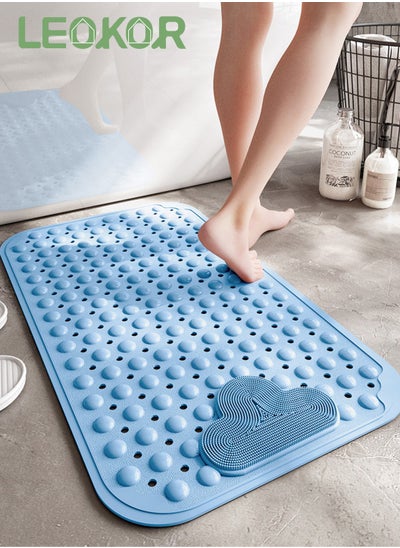 اشتري Anti-Slip Safety Foot Scrubber Pad Bathroom Shower Mat With Suction Cups Drain Holes 50*80CM في السعودية