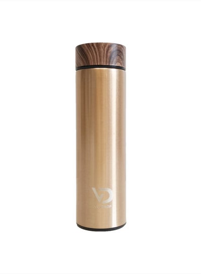 Buy VOIDROP Insulated Water Bottle 16OZ Stainless Steel Water Bottles- Water Bottle With Wooden Design lid Water Filter bottle For Travel School Water Bottle Lightweight Water Bottle (Bronze) in UAE