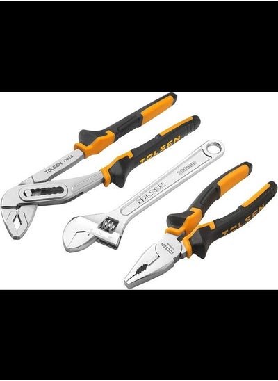 Buy Tool Set with Combination Plier Adjustable Wrench Water Pump Plier Steel in UAE